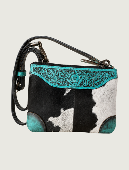 Mavericks Cowhide Crossbody Bag with Tooled Leather Accents