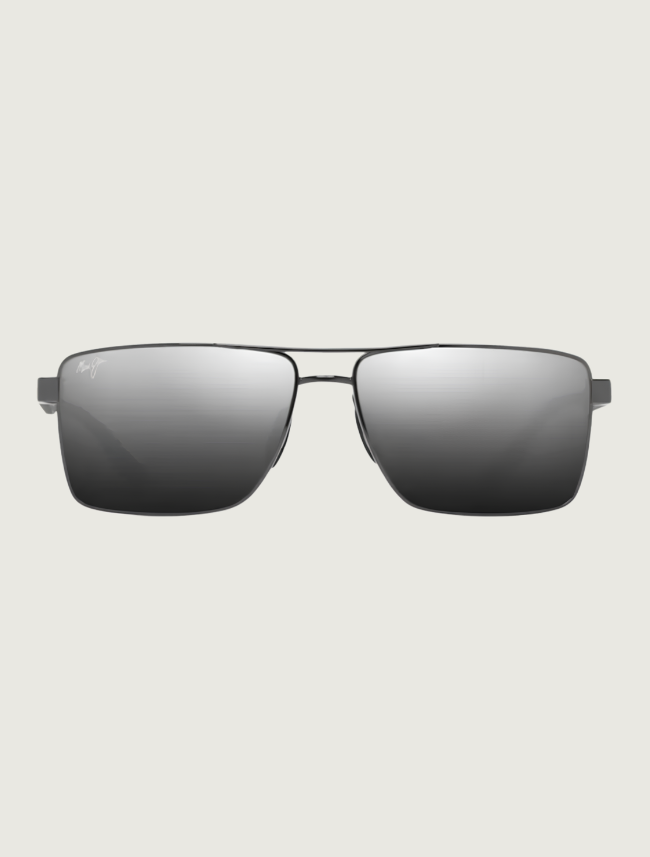Maui Jim Piha sunglasses in Shiny Gunmetal with Black / Dual Mirror Silver to Black — front view