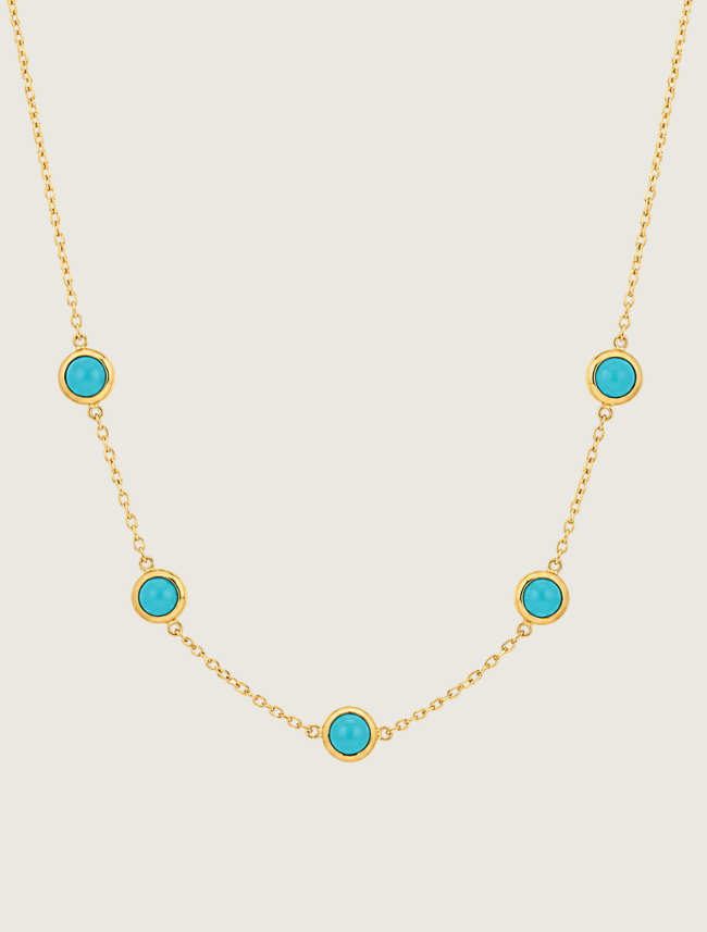 18K Yellow Gold Sleeping Beauty Turquoise Necklace