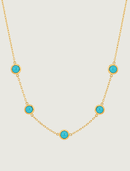 18K Yellow Gold Sleeping Beauty Turquoise Necklace