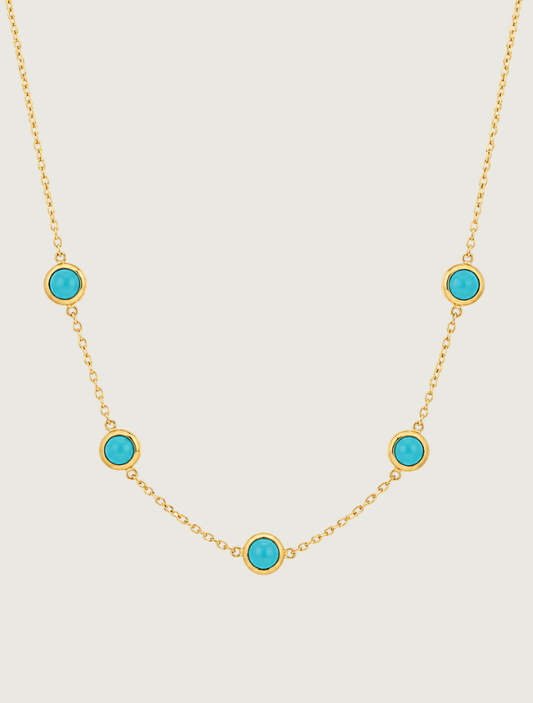 18K Yellow Gold Sleeping Beauty Turquoise Necklace