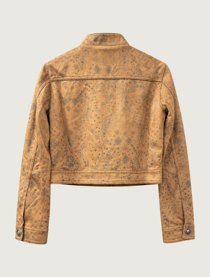 Lovlei Ranch Jade Cropped Jacket in Cognac