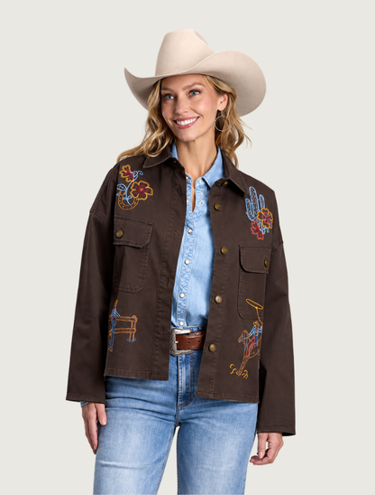 Stetson Brown Embroidered Canvas Utility Jacket