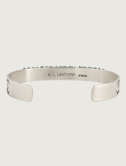 Interior view of R.L. Lastyano sterling silver cuff showing hallmark stamp
