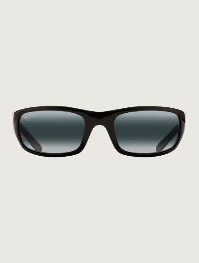 Maui Jim Stingray wrap sunglasses in Gloss Black / Neutral Grey — front view