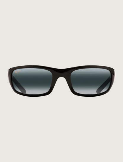 Maui Jim Stingray wrap sunglasses in Gloss Black / Neutral Grey — front view