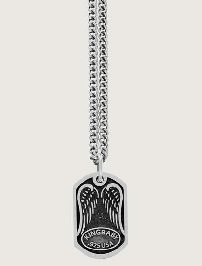 King Baby Saint Michael Dog Tag Pendant Necklace, 24"