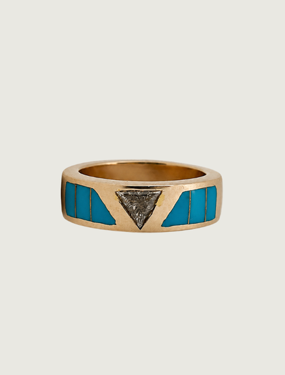 14K White Gold Turquoise & Diamond Ring