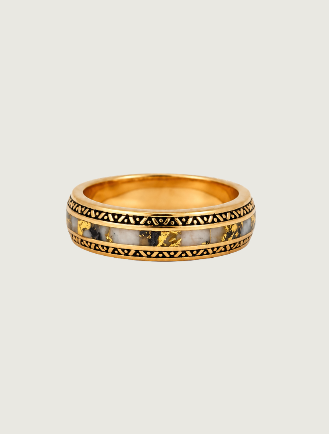 14K Yellow Gold & Gold Quartz Inlay Band
