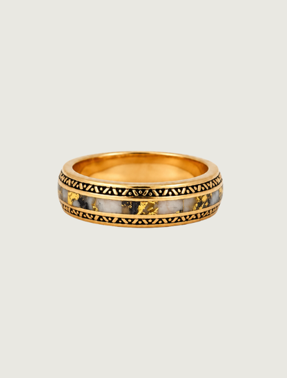 14K Yellow Gold & Gold Quartz Inlay Band