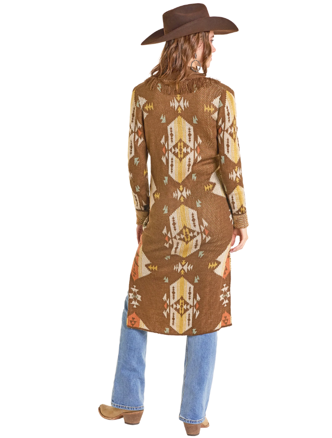 Rock & Roll Denim Women's Aztec Duster with Fringe