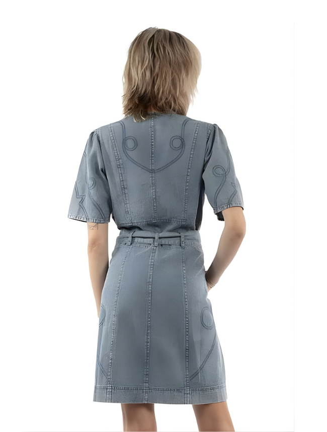 Scully Women's Embroidered Button-Front Denim Dress