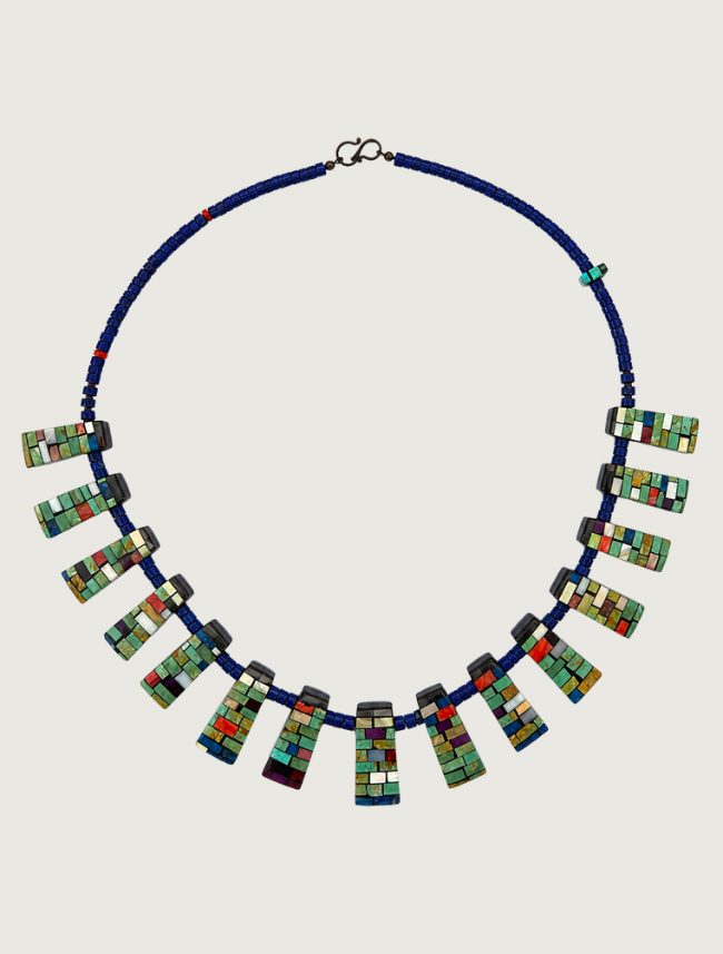 Charlene Reano Multi-Stone Inlay Geometric Beaded Necklace