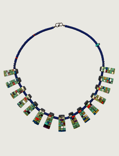 Charlene Reano Multi-Stone Inlay Geometric Beaded Necklace