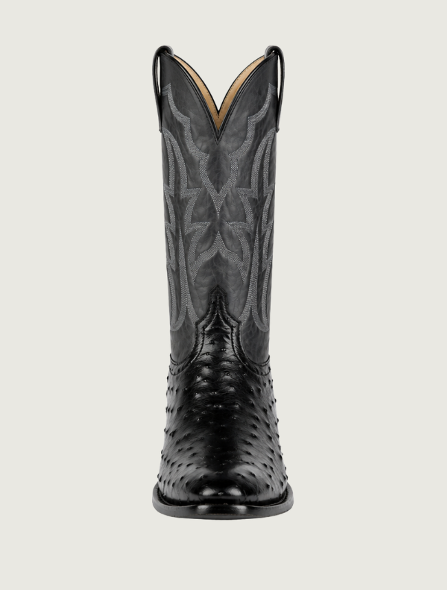 Horse Power Top Hand Full Quill Ostrich Cowboy Boots in Black