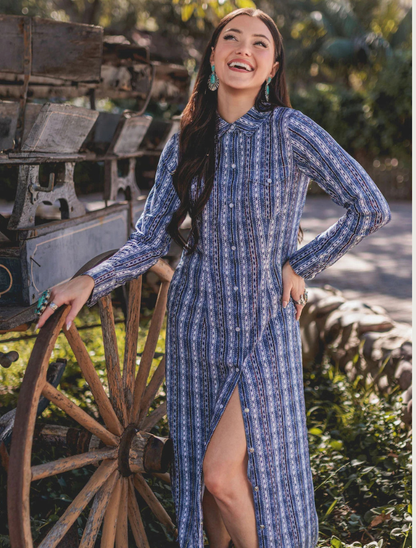 Lovlei Ranch Wynonna Dress in Horse Trails Sky Blue