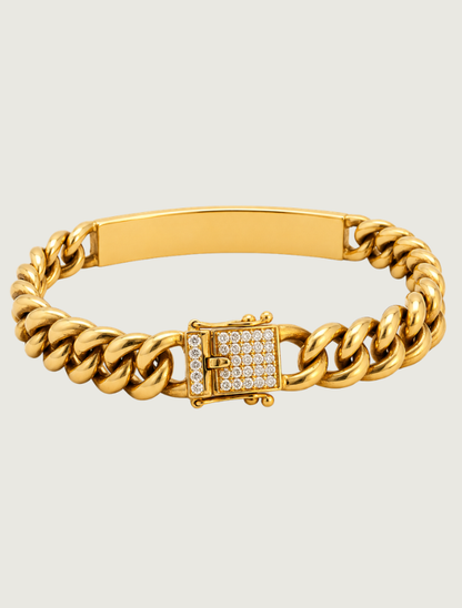 14K Yellow Gold Diamond, Black Jade, & Fire Opal Bracelet