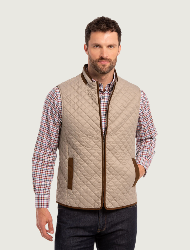Madison Creek Houston Quilted Nylon Vest in Taupe