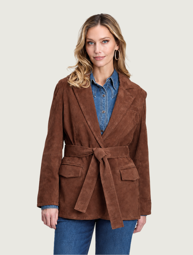 Stetson Copper Brown Suede Oversized Blazer