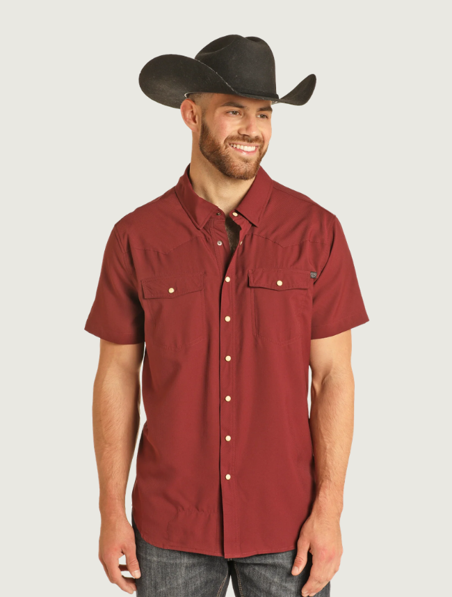 Rock & Roll Denim Men's TEK Short Sleeve Ripstop Snap Shirt