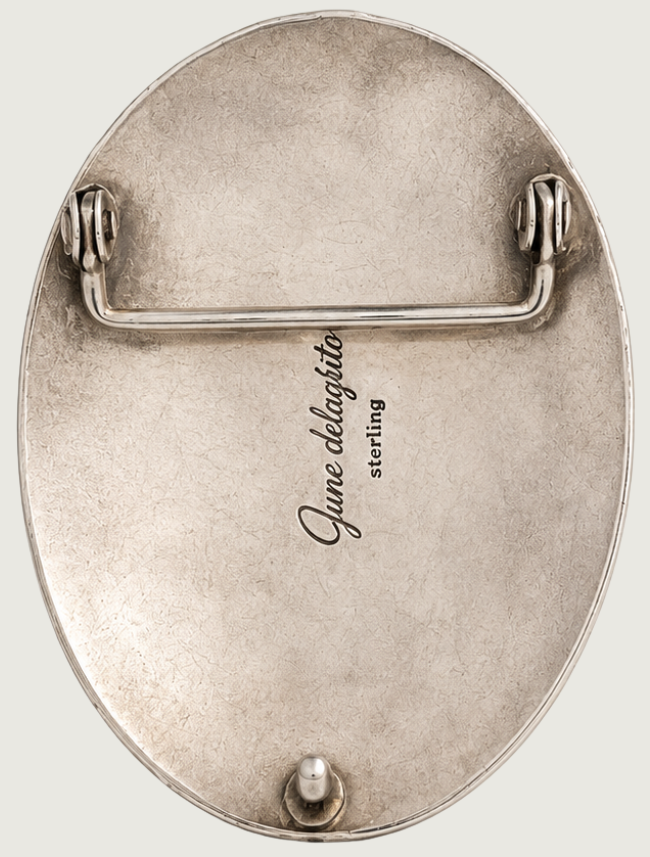 June Delgarito Sterling Silver Turquoise Belt Buckle