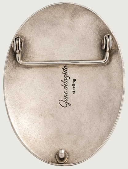 June Delgarito Sterling Silver Turquoise Belt Buckle