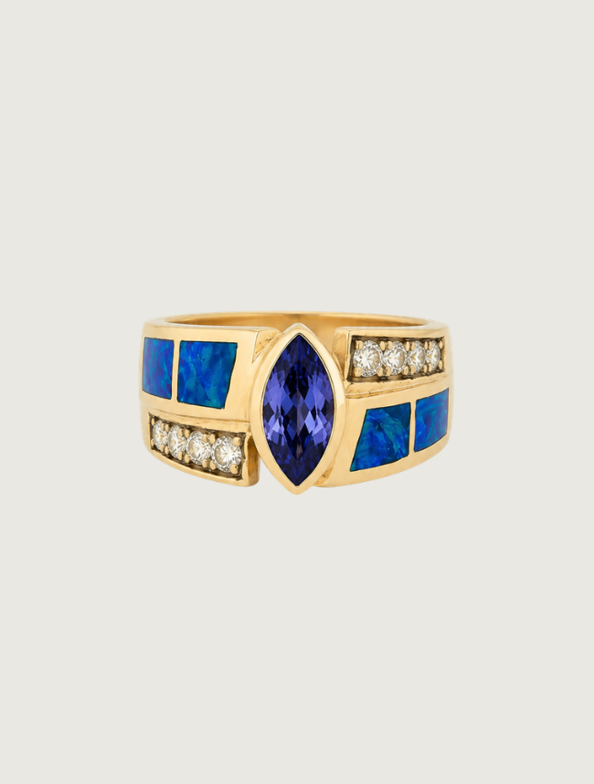 14K YG TZ/OP/DIA Ring (TZ: 1.15ct, D: 0.20ct SI1G)