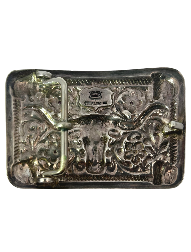 Edward H. Bolin Sterling Silver & 14K Gold Longhorn Belt Buckle