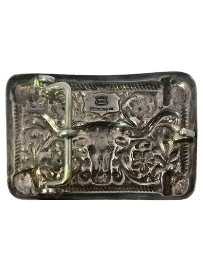 Edward H. Bolin Sterling Silver & 14K Gold Longhorn Belt Buckle