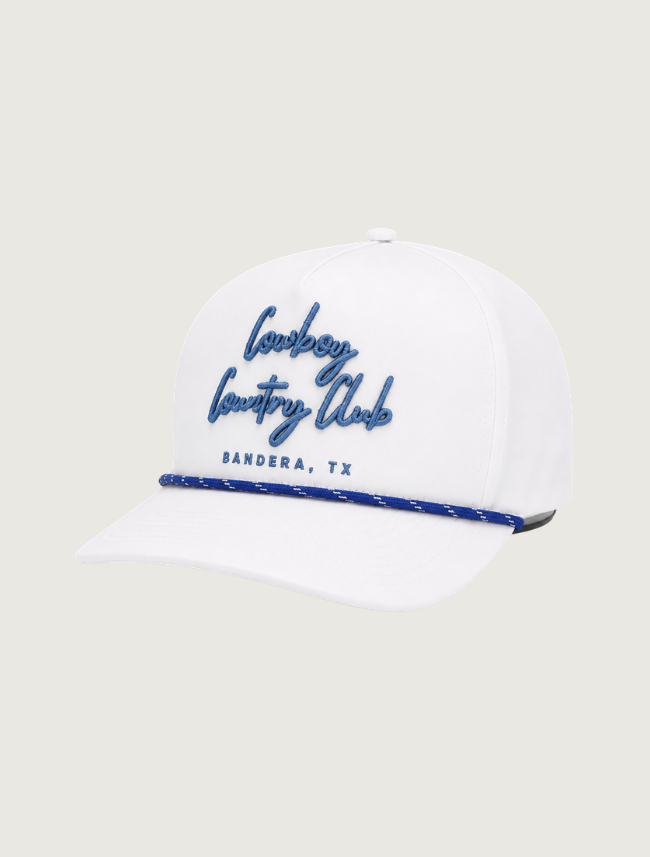 Cowboy Country Club Cursive Roped Hat in White
