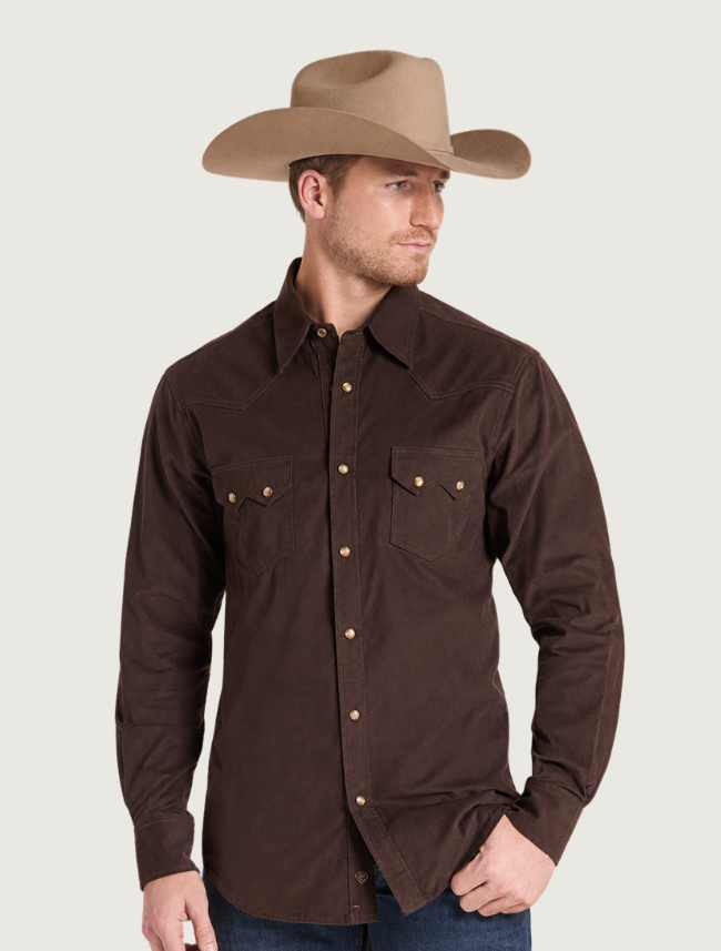 Rock & Roll Denim Men's Dark Brown Corduroy Long Sleeve