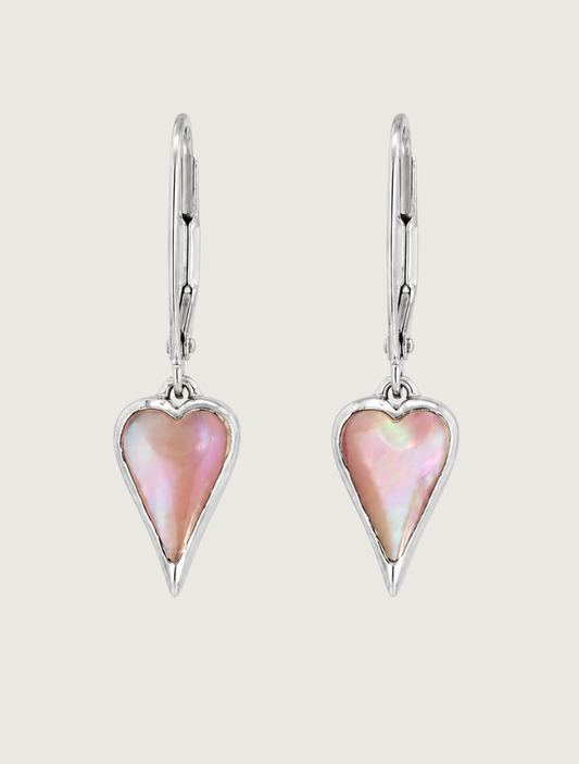 Kabana Sterling Silver & Pink Mother of Pearl Heart Earrings
