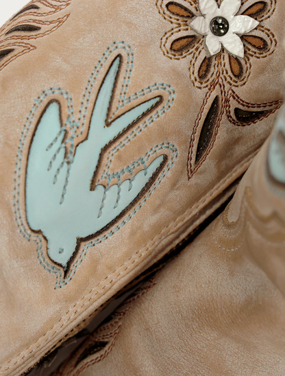 Corral Women's Straw Laser, Flowers & Birds Inlay Cowboy Boots