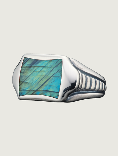 William Henry 'Sleek' Sterling Silver Signet Ring with Inlay