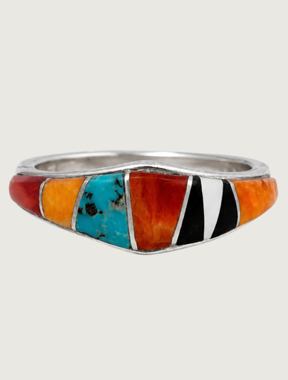 Elaine Sherman Sterling Silver Inlay Ring
