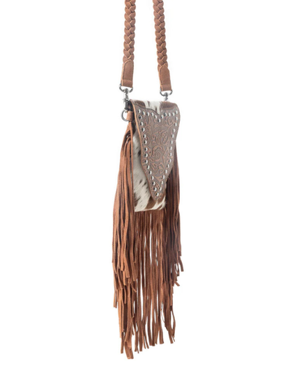 Myra Dusk & Dust Fringe Leather in Brown & White
