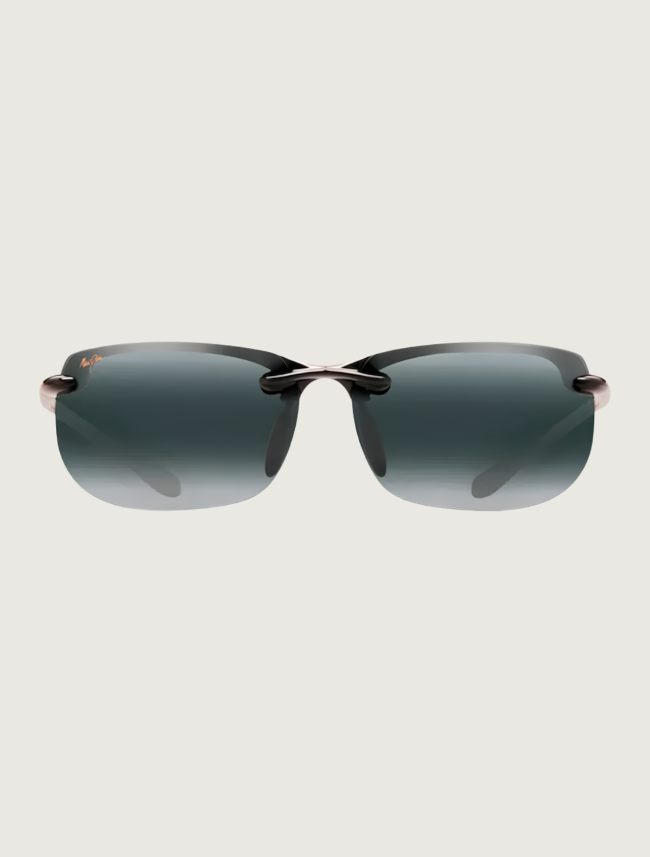 Maui Jim Banyans rimless sunglasses in Gloss Black / Neutral Grey — front view