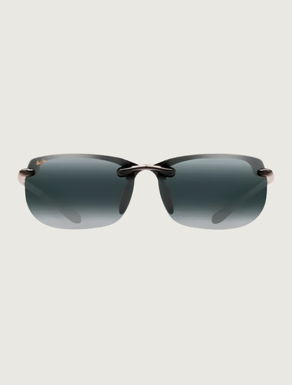 Maui Jim Banyans rimless sunglasses in Gloss Black / Neutral Grey — front view