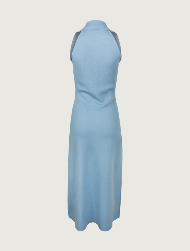 Endless Rose Knit Collared Midi Dress in Sky Blue