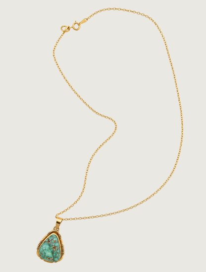14K Yellow Gold Carico Lake Turquoise Pendant