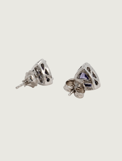14K White Gold Tanzanite & Diamond Earrings