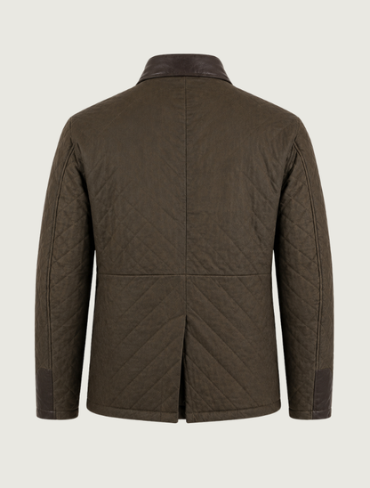 Mavericks Men's Quilted Leather Jacket in Olive