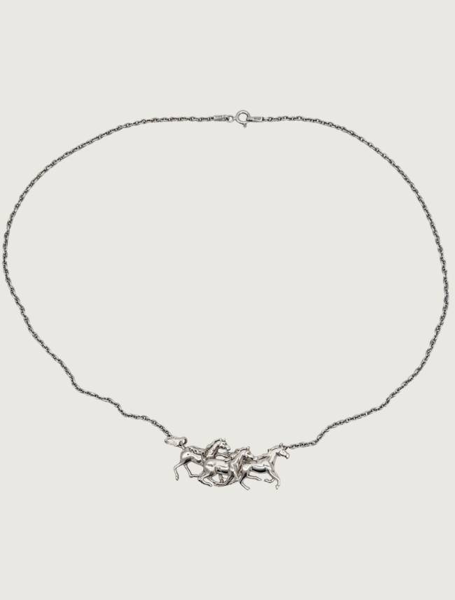 Kabana Rhodium-Plated Sterling Arabian Horses Pendant
