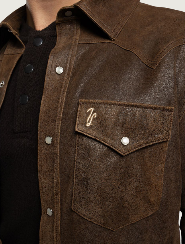Tony Lama Brown Goat Leather Western Shacket