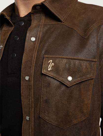 Tony Lama Brown Goat Leather Western Shacket