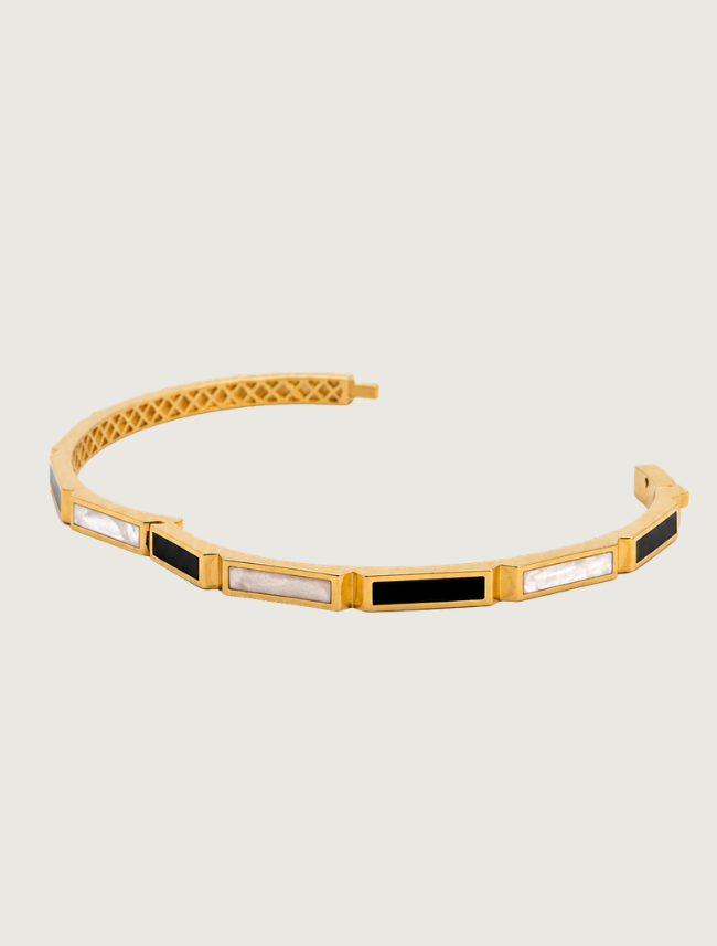 18K Yellow Gold Enamel Bangle Bracelet