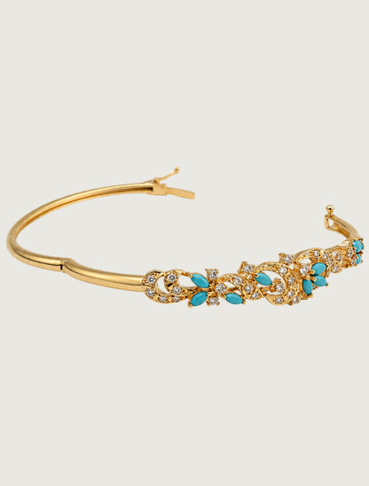 18K Yellow Gold Turquoise & Diamond Bracelet