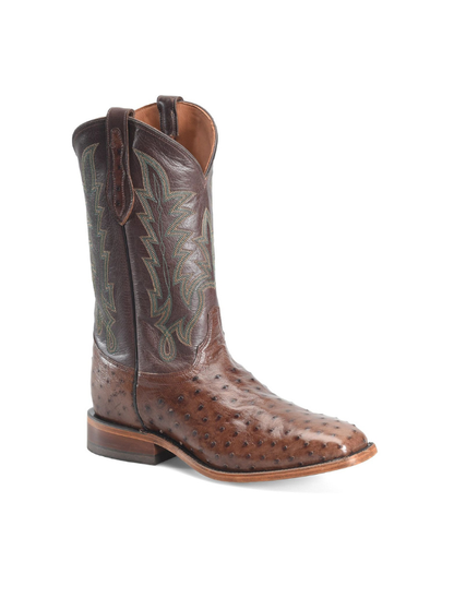 Justin Men's 12" Rancher Full Quill Ostrich Cowboy Boots in Kango Tobac
