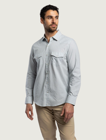 Tony Lama Green Stripe Pearl Snap Western Shirt