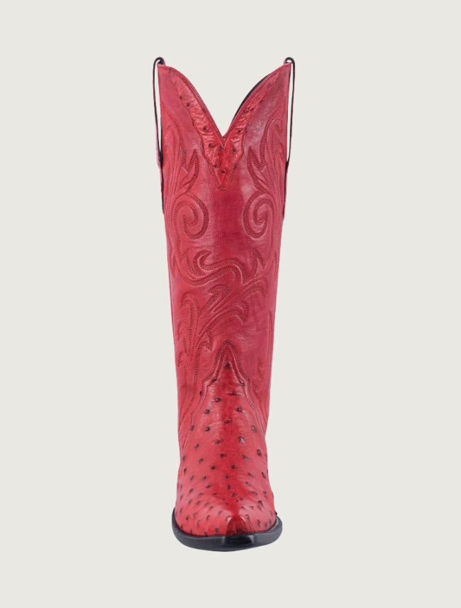 Stallion Full Quill Ostrich Gallegos Cowgirl Boots in Red